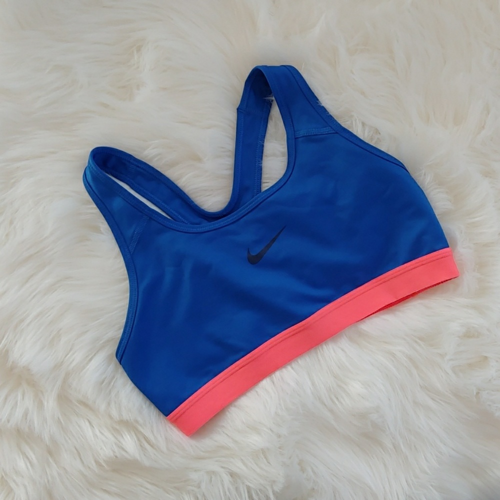 Nike Dri-fit sports bra blue/orange sz med EUC